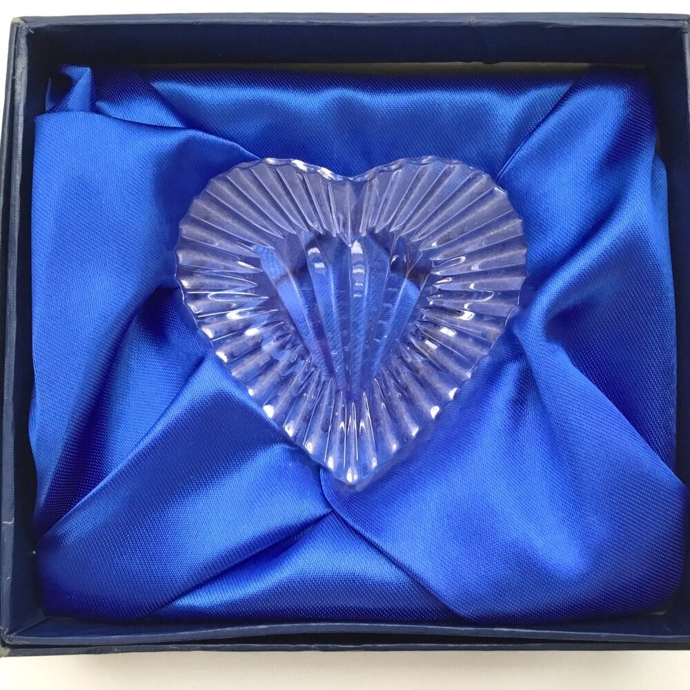 Vintage Waterford Crystal Heart-Shaped Paperweight Original Box Valentine's Days